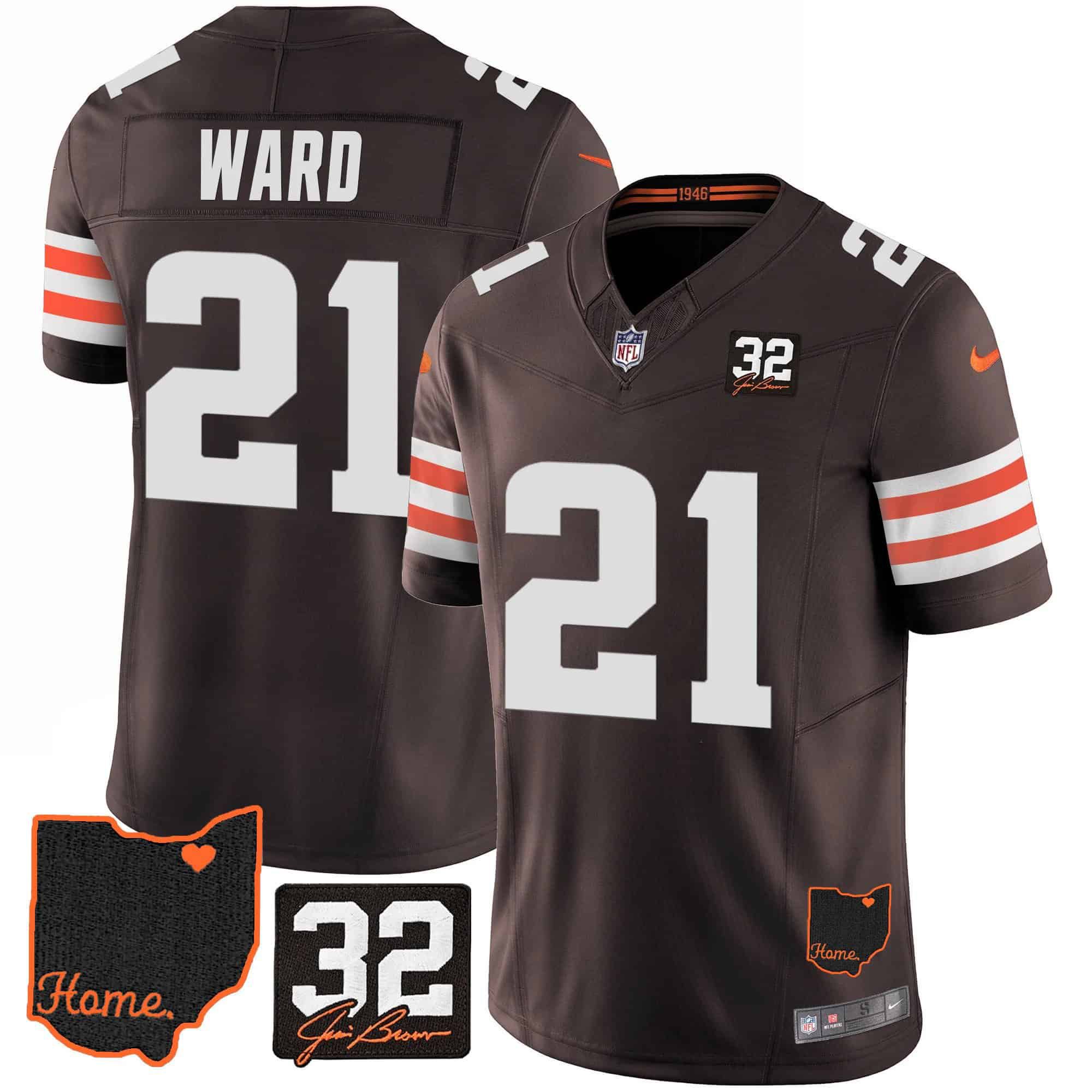 Men Cleveland Browns #21 Ward Brown Memorial Home Patch 2024 Nike NFL Jersey style 1->indianapolis colts->NFL Jersey